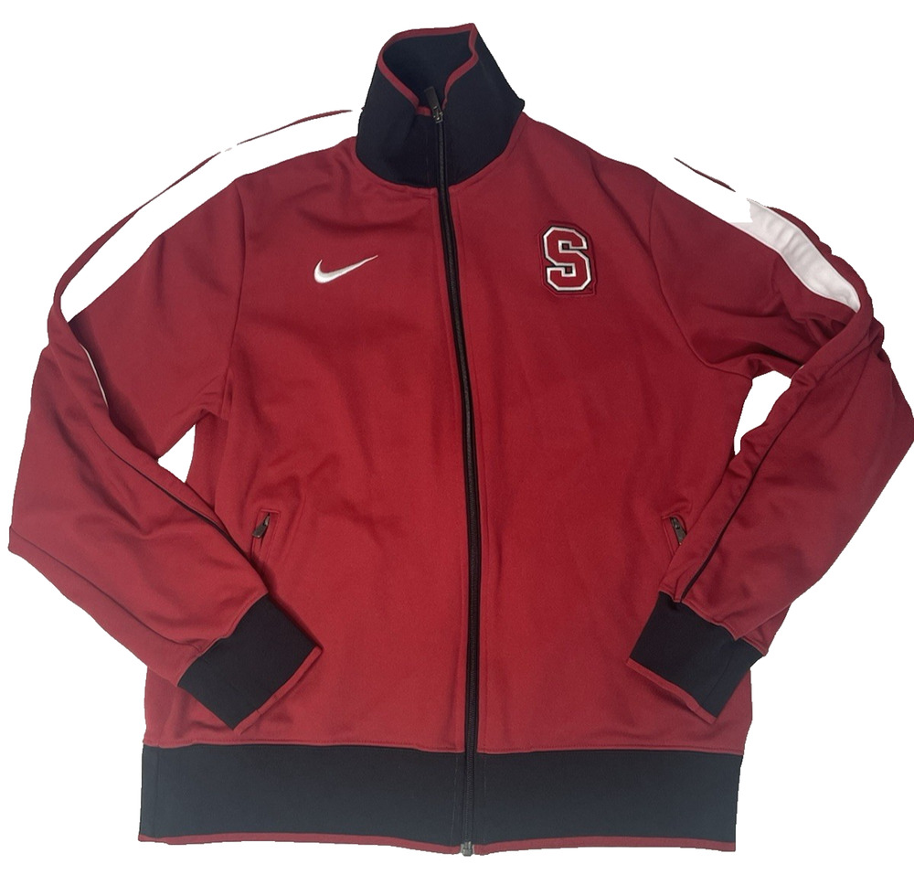 Nike Stanford Cardinal Track Jacket Menโs Large Full Zip Red NCAA College
